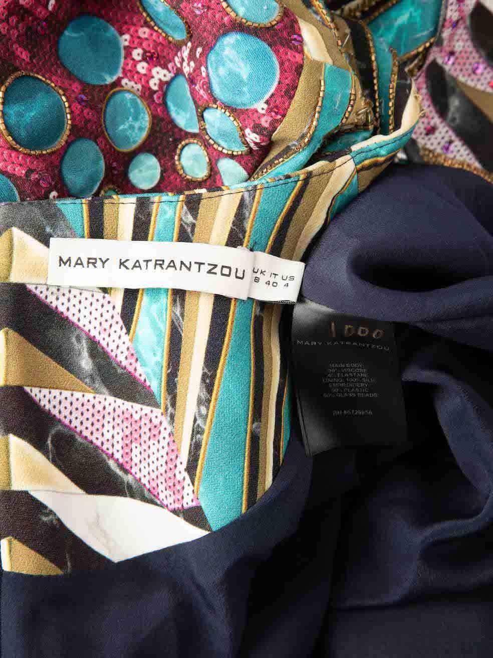 Mary Katrantzou Embellished Pattern Midi Dress Size S 4