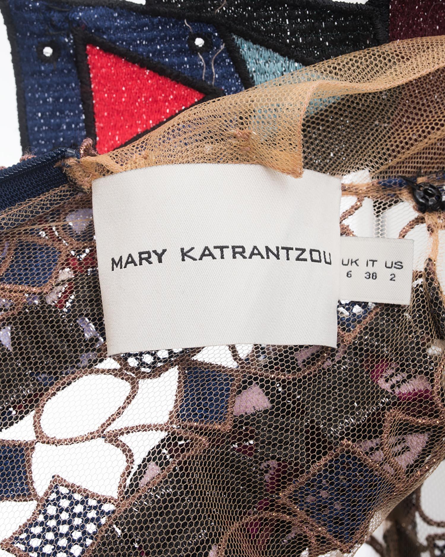 Mary Katrantzou Fall 2014 Navy and Gold Pincop Guipure Lace Dress - 2 11