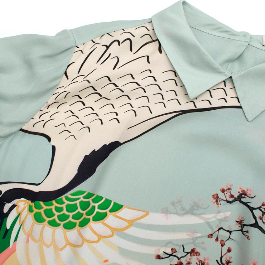 Beige Mary Katrantzou Flamingo-Print Silk Shirt Dress L