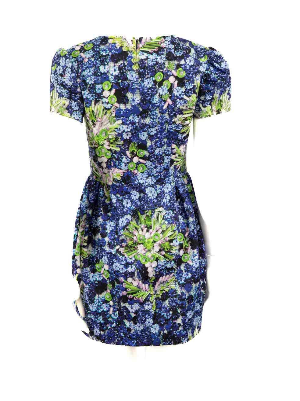 Gray Mary Katrantzou Floral Bead Print Mini Dress Size M For Sale