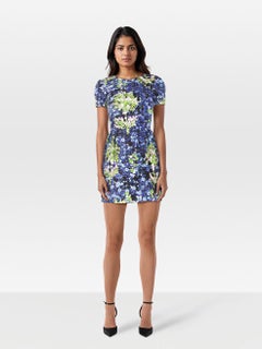 Mary Katrantzou Floral Crystal Print Minikleid Größe S