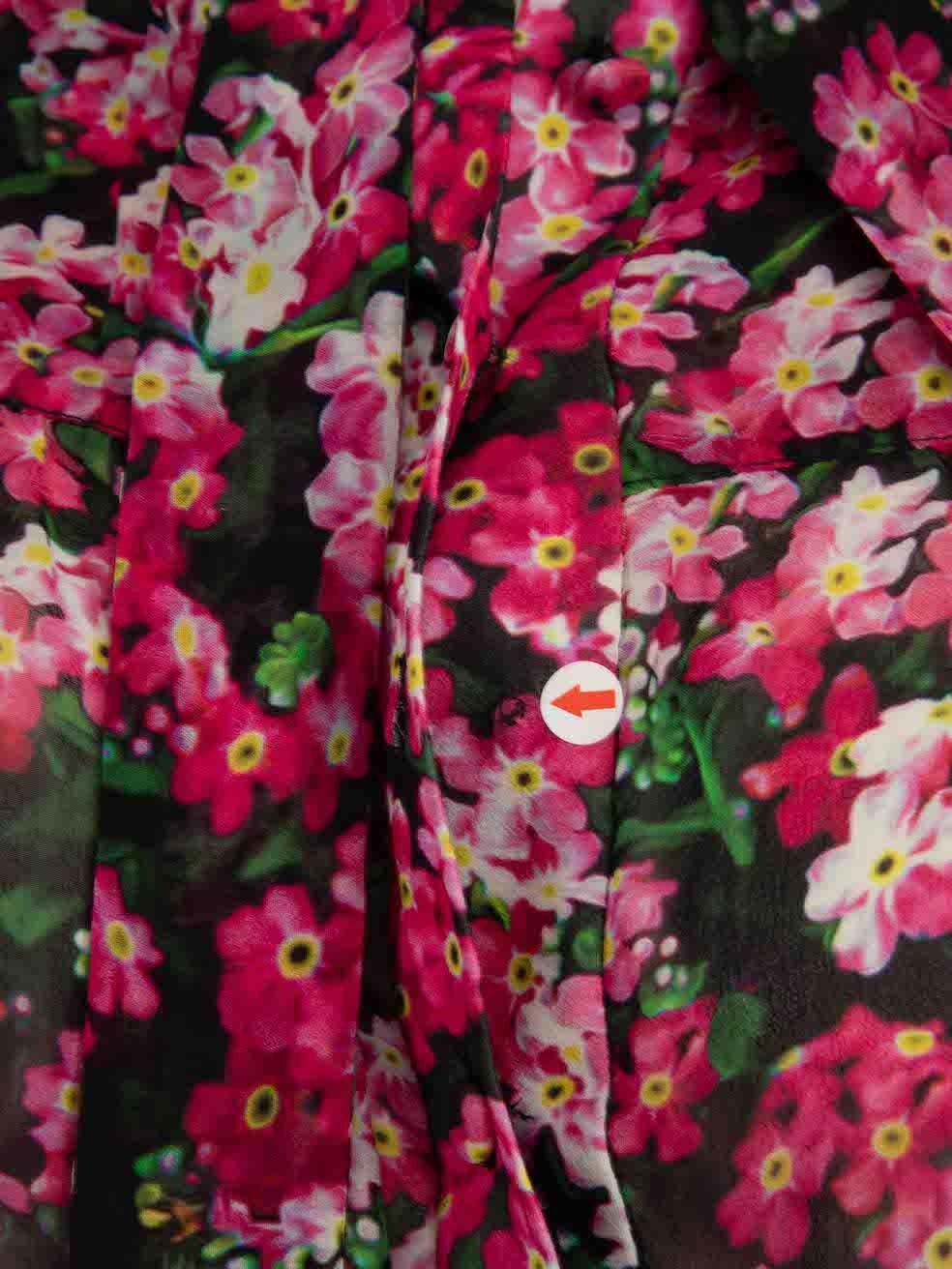 Women's Mary Katrantzou Floral Pattern Silk Sheer Blouse Size XL For Sale