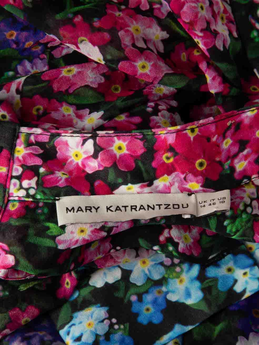 Mary Katrantzou Floral Pattern Silk Sheer Blouse Size XL For Sale 2