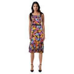 Mary Katrantzou Floral Print Midi Rüschenkleid Größe XL