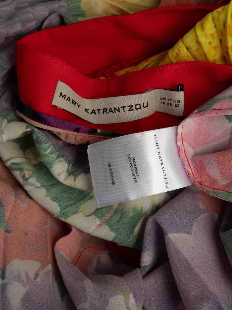 Women's Mary Katrantzou Floral Print Pleated Midi Skirt Size XL For Sale