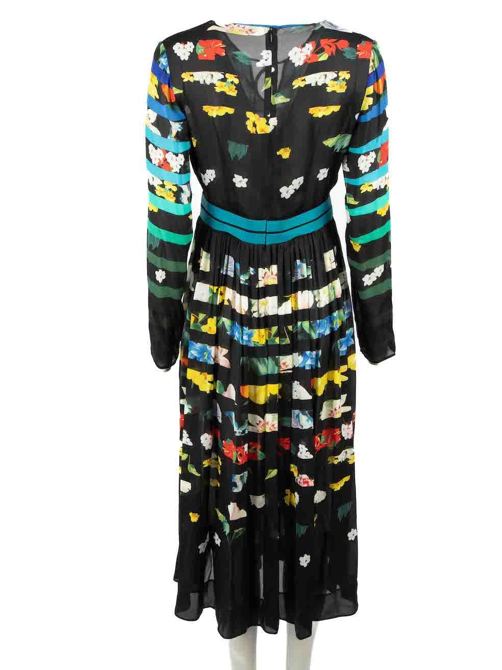 Black Mary Katrantzou Floral Print Sheer Maxi Dress Size M