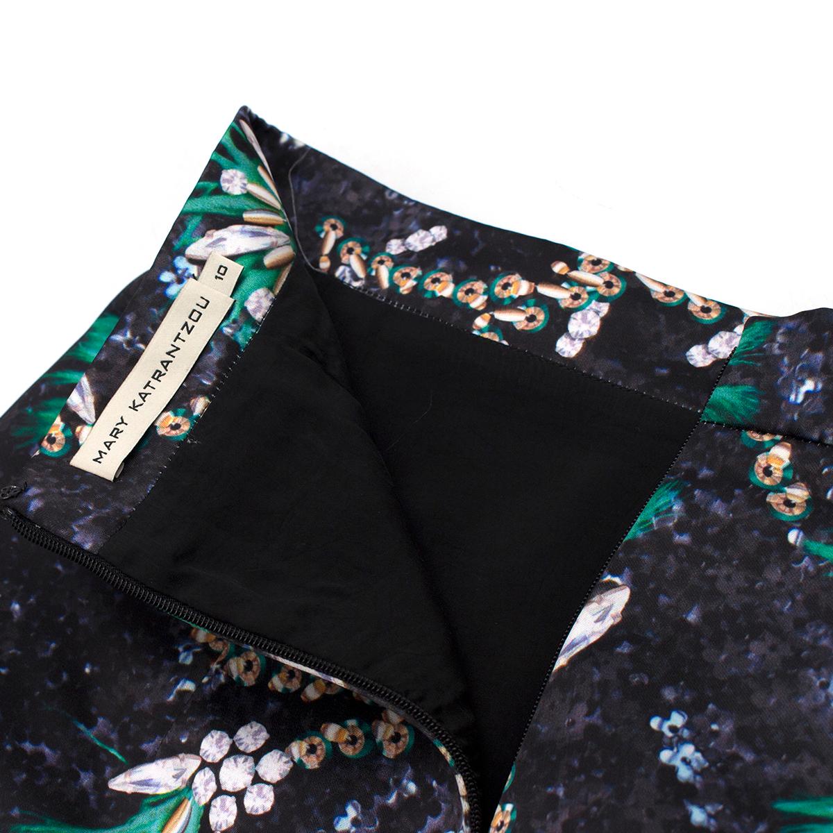 Mary Katrantzou Genero flared jewel-print satin skirt UK 10 1