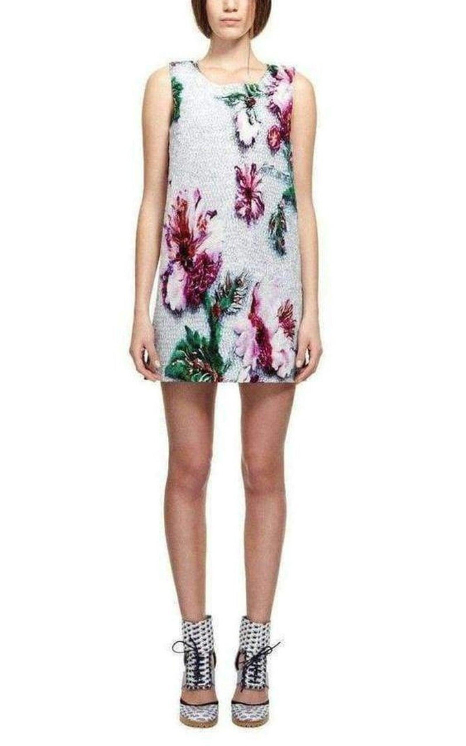 Purple Mary Katrantzou Goldie Floral Print Dress UK 8 / US 4 For Sale