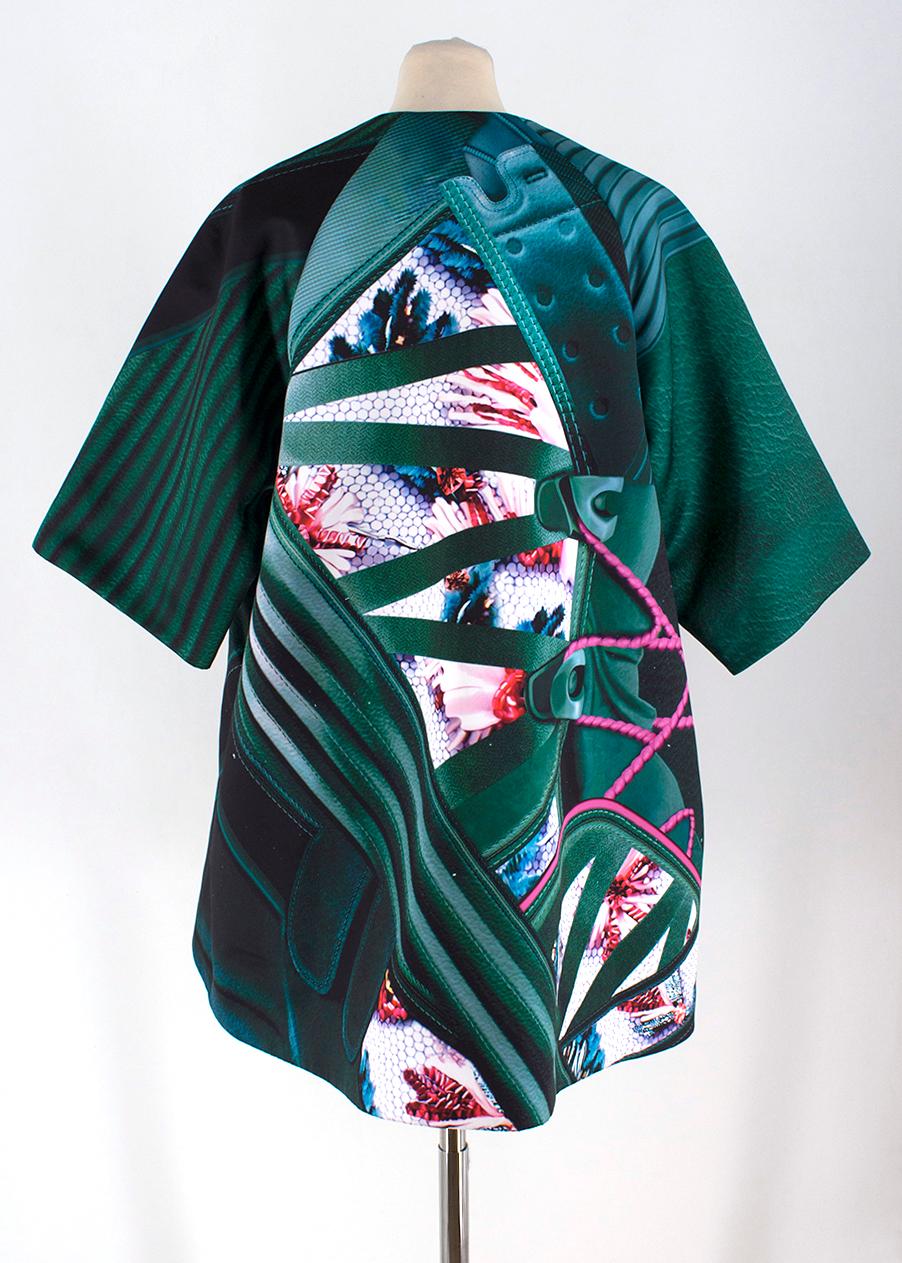 Black Mary Katrantzou Green Abstract-Patterned Silk-Blend Coat  8