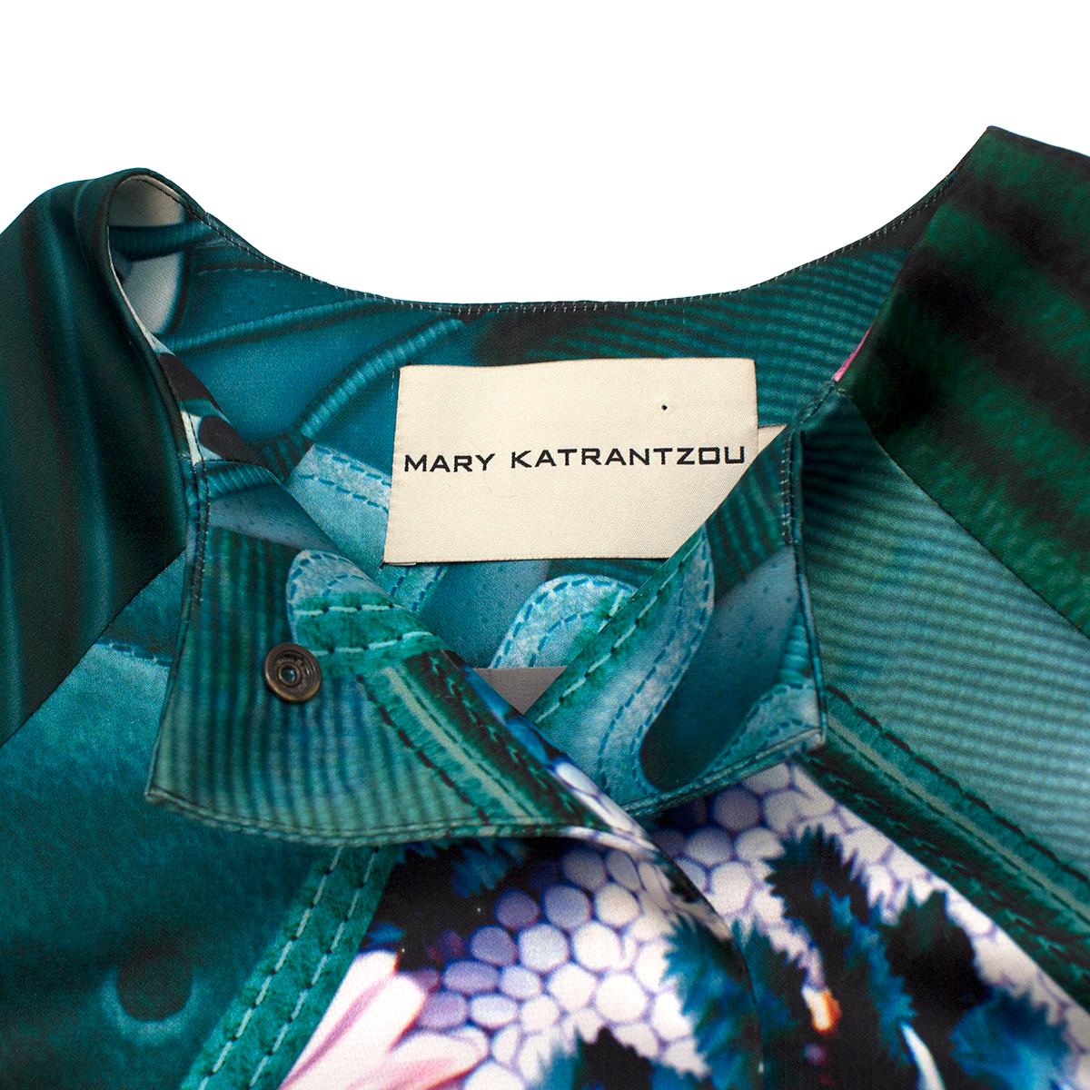 Women's Mary Katrantzou Green Abstract-Patterned Silk-Blend Coat  8