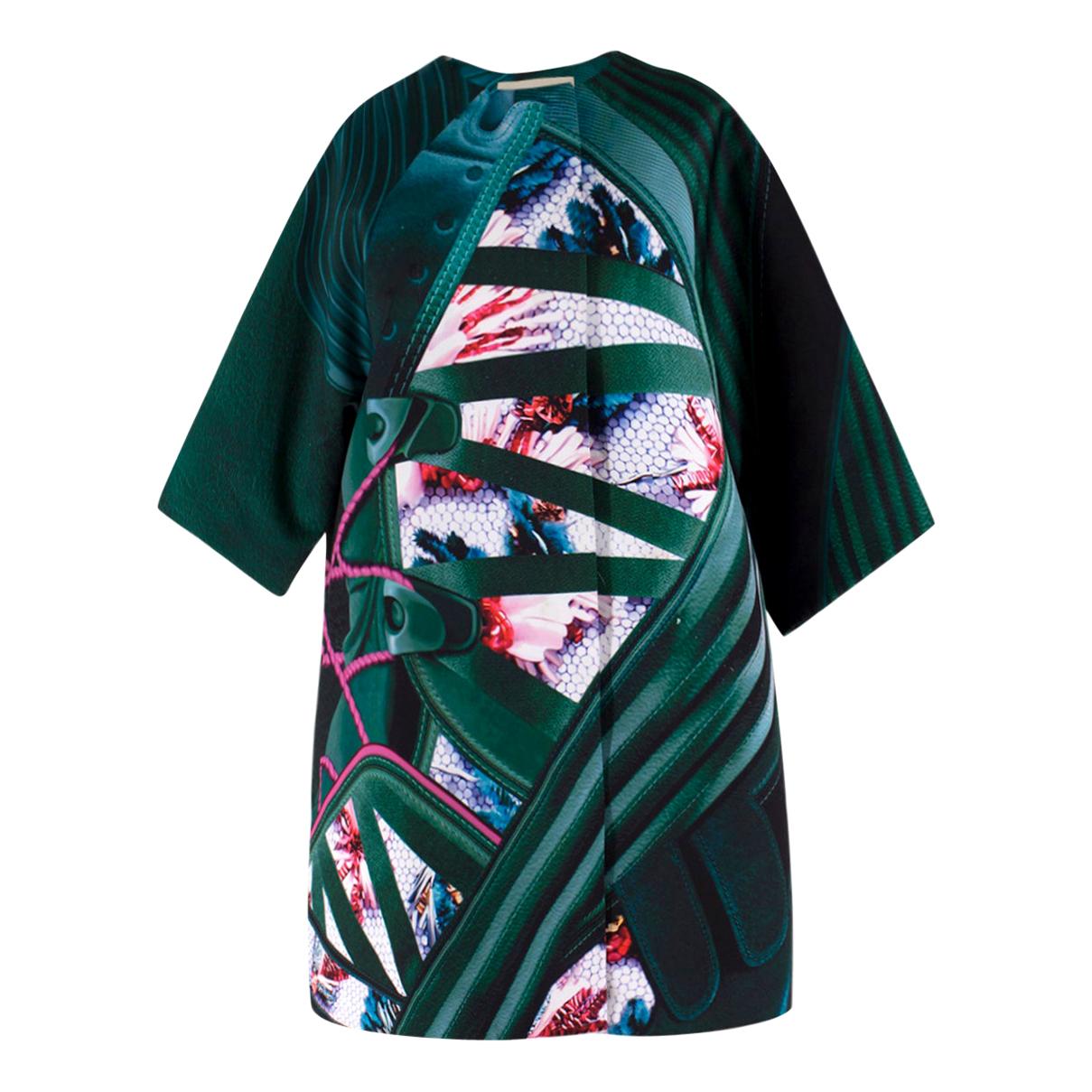 Mary Katrantzou Green Abstract-Patterned Silk-Blend Coat  8