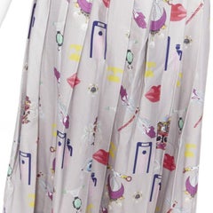 MARY KATRANTZOU falda acampanada midi plisada con estampado de ilustraciones mixtas gris UK10 27
