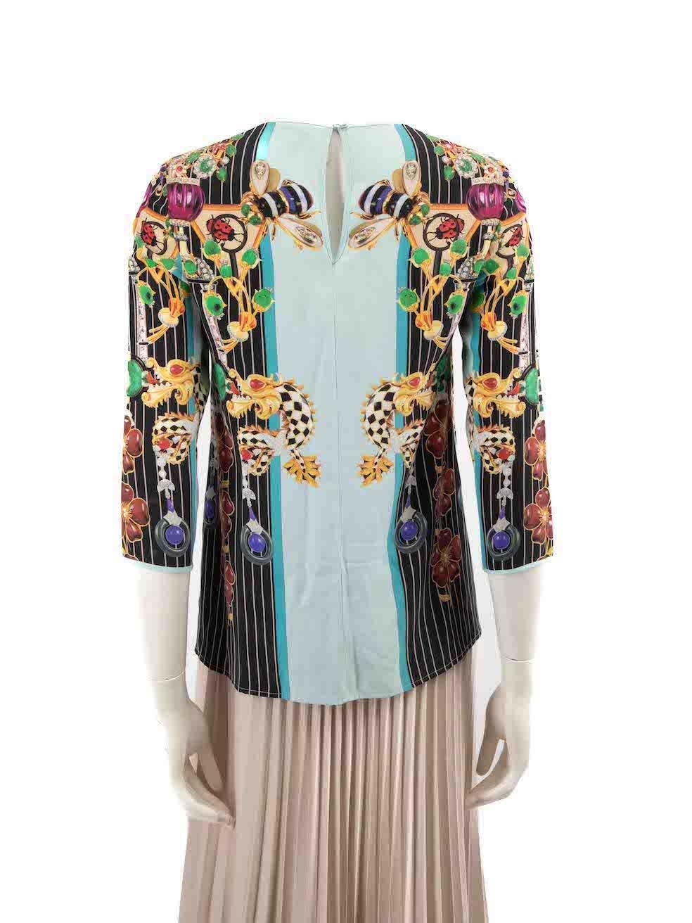 Beige Mary Katrantzou Jewel Print Top Size S
