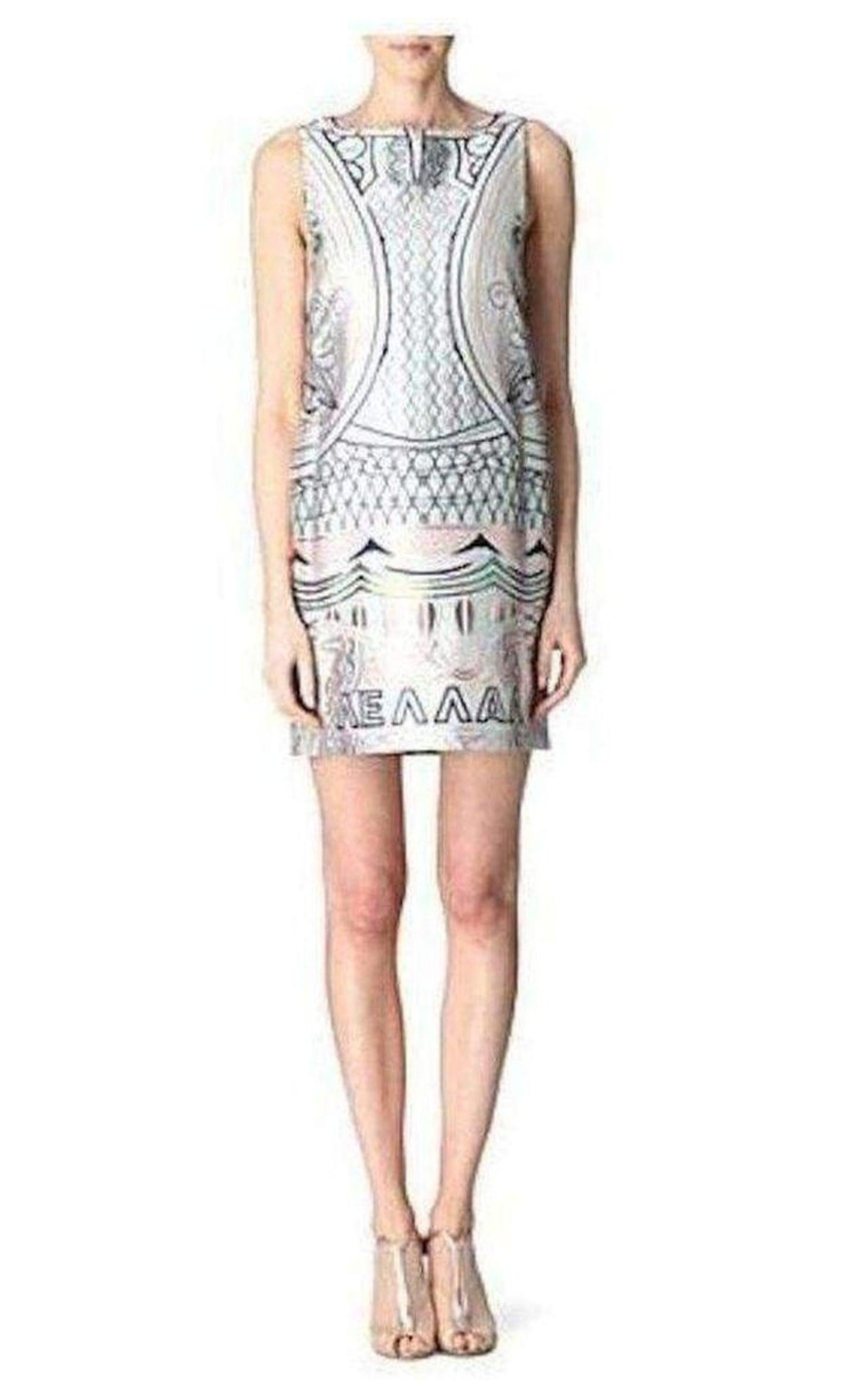 Grigio Mary Katrantzou Lella - Vestito in jacquard stampato UK 12 / US 8 in vendita