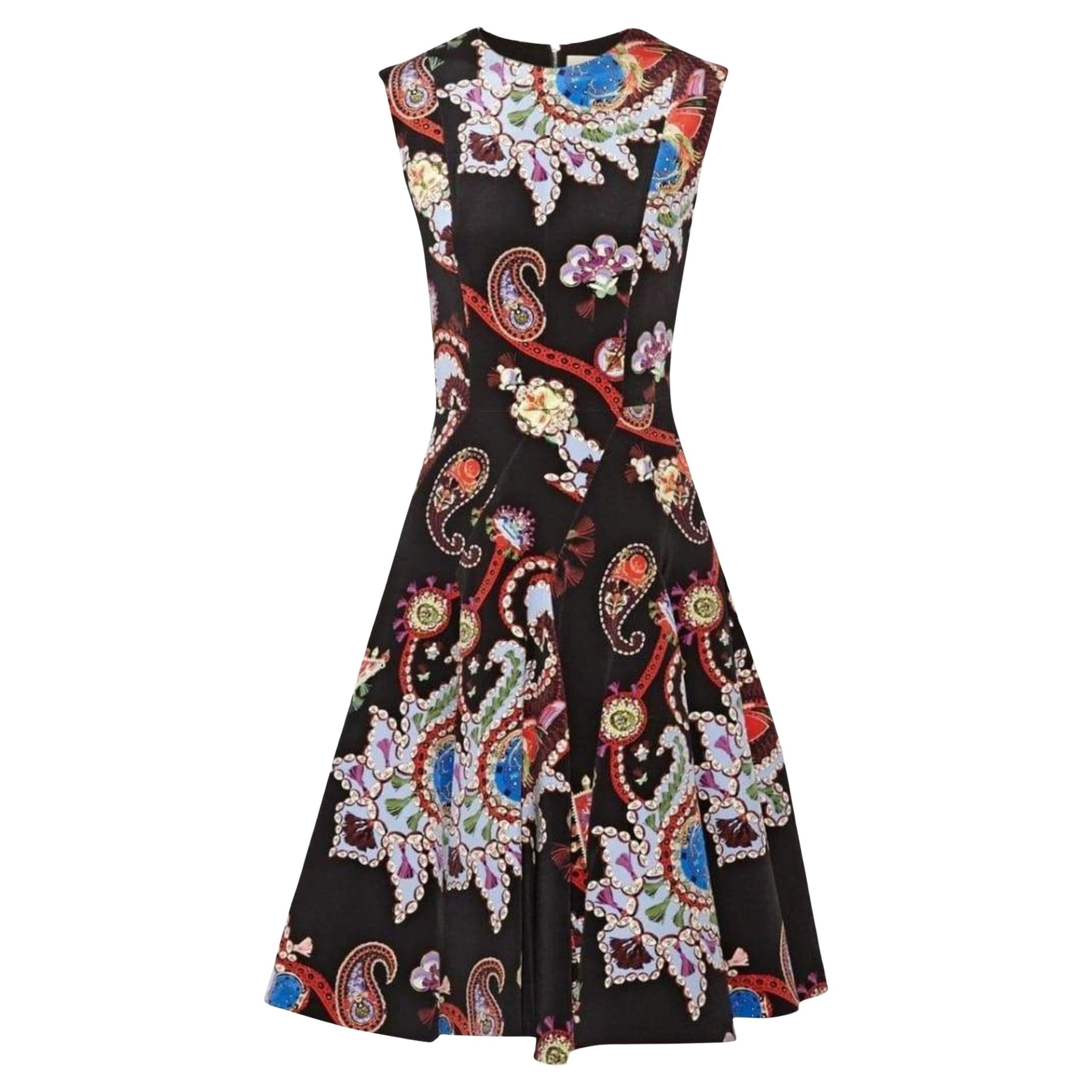 Mary Katrantzou Masson Printed Silk-Satin Dress UK 10 / US 6 For Sale