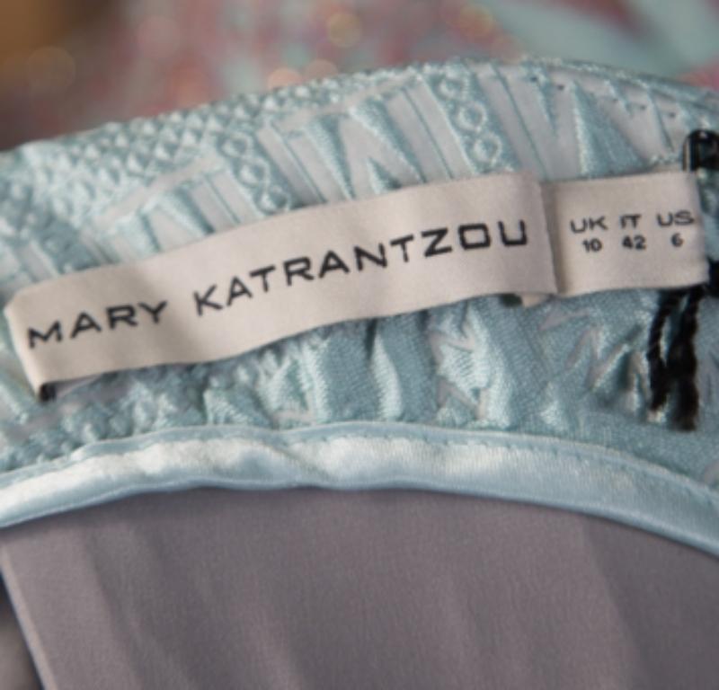 Mary Katrantzou Vestido de cóctel azul menta de jacquard y purpurina De Beau M Gris en venta