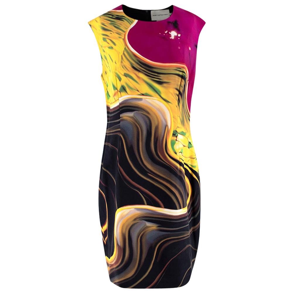 Mary Katrantzou Multi-coloured Swirl Pattern Shift Dress - Size US 10 For Sale