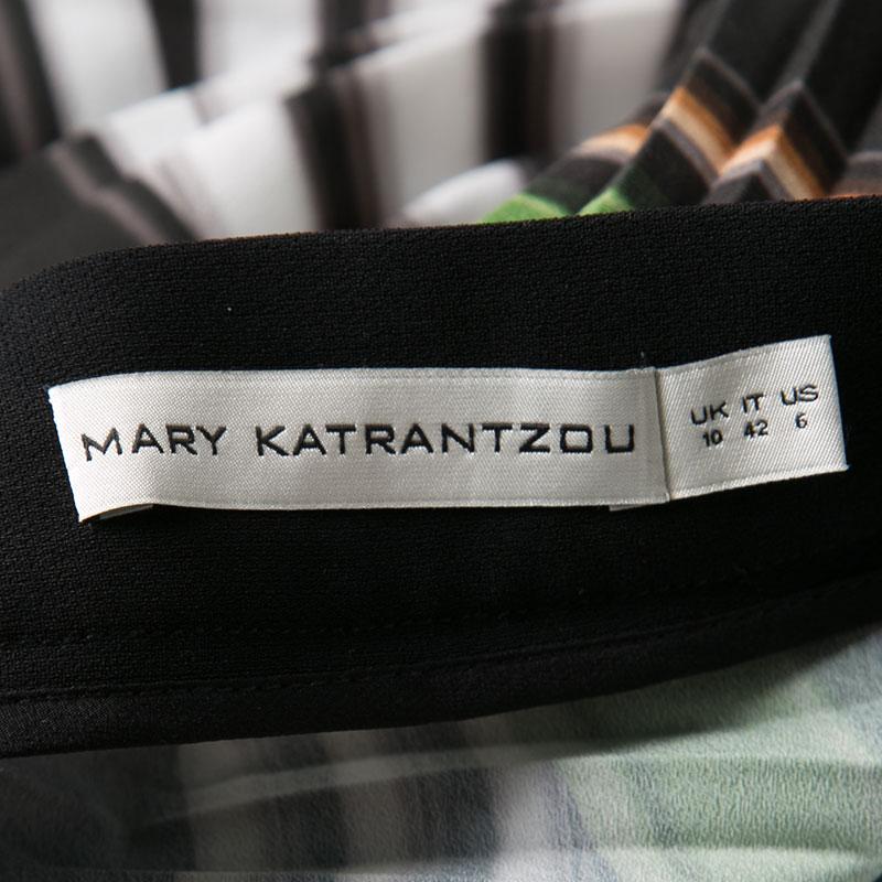 Women's Mary Katrantzou Multicolor Graphic Viola Striped Plisse Pelar Skirt M