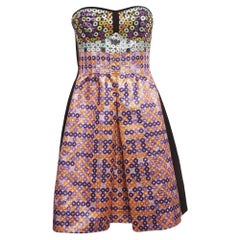 Mary Katrantzou Multicolor Jacquard Strapless Mini Dress M