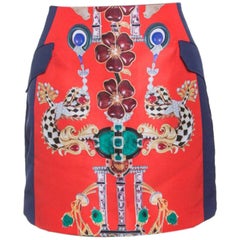 Mary Katrantzou Multicolor Printed Kalion Double Satin Mini Skirt M