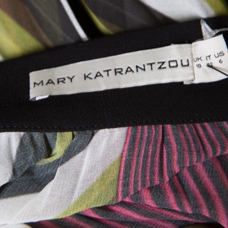 Women's Mary Katrantzou Multicolor Striped Plisse Techno Skirt M