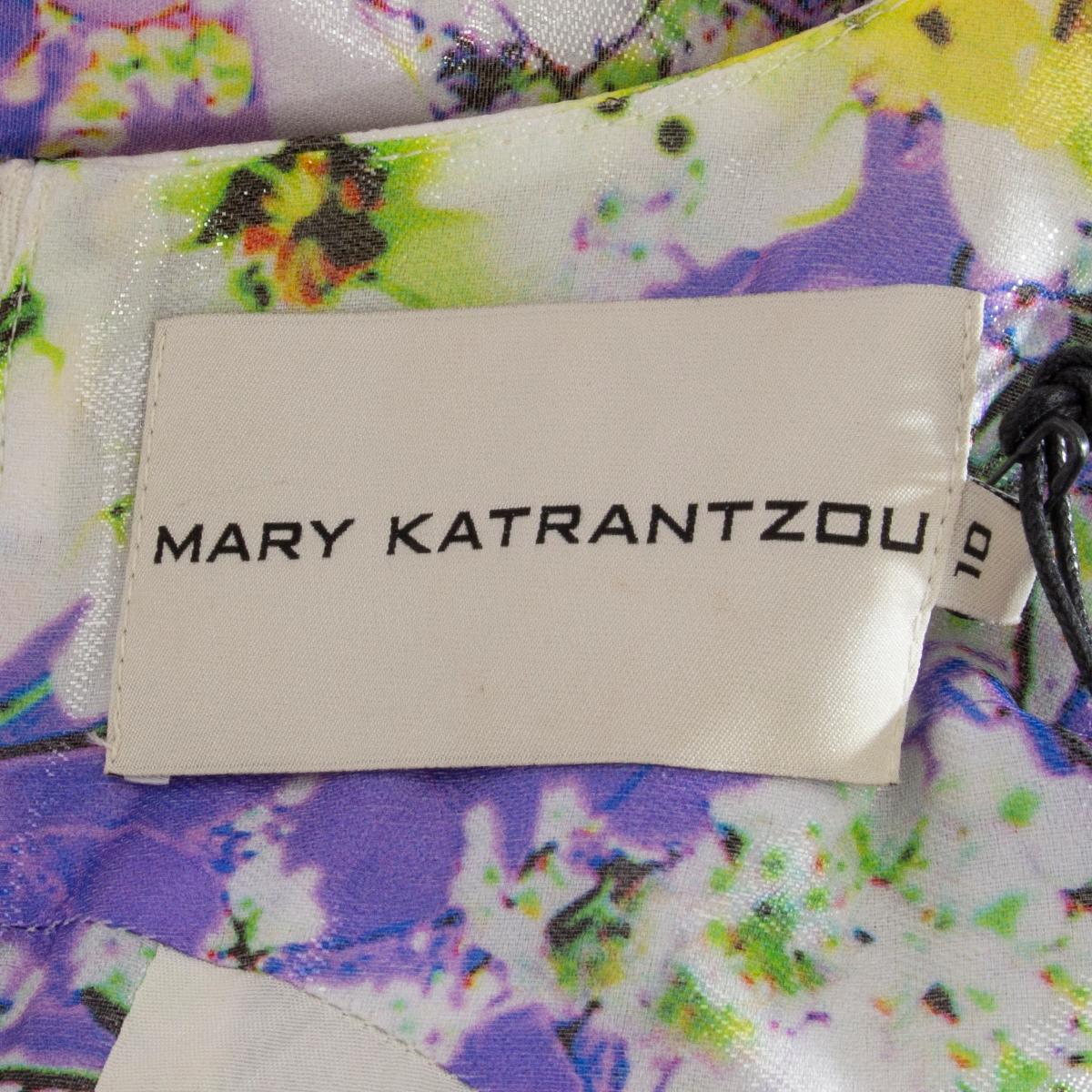 MARY KATRANTZOU multicolor viscose FLORAL PRINTED SLEEVELESS SHIFT Dress 10 S For Sale 1
