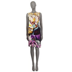 MARY KATRANTZOU multicolor viscose PRINTED JERSEY SLEEVELESS BODYCON Dress S