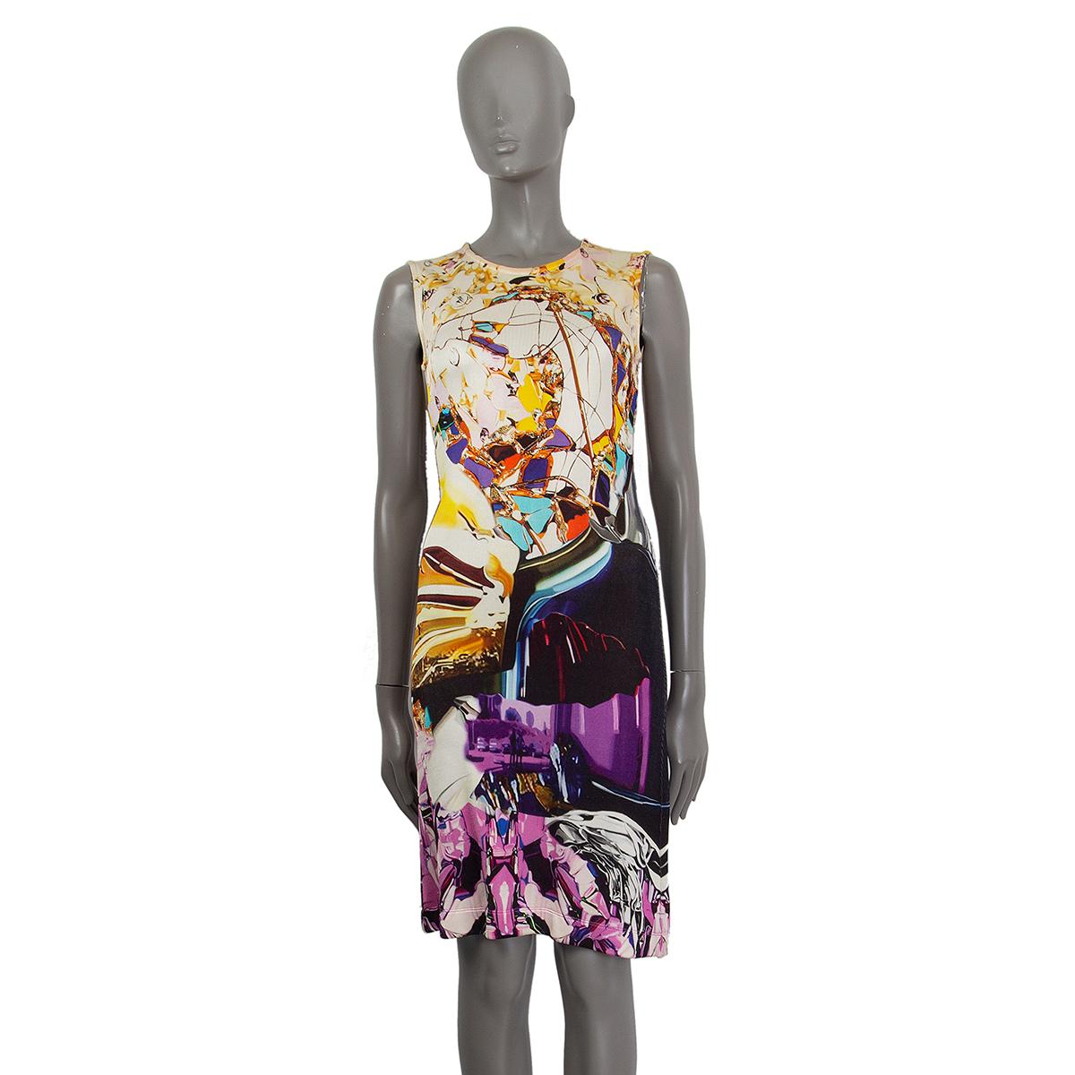 Gray MARY KATRANTZOU multicolor viscose PRINTED JERSEY SLEEVELESS BODYCON Dress S For Sale