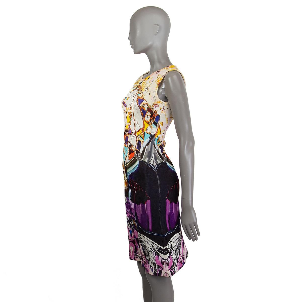MARY KATRANTZOU multicolor viscose PRINTED JERSEY SLEEVELESS BODYCON Dress S In Excellent Condition For Sale In Zürich, CH