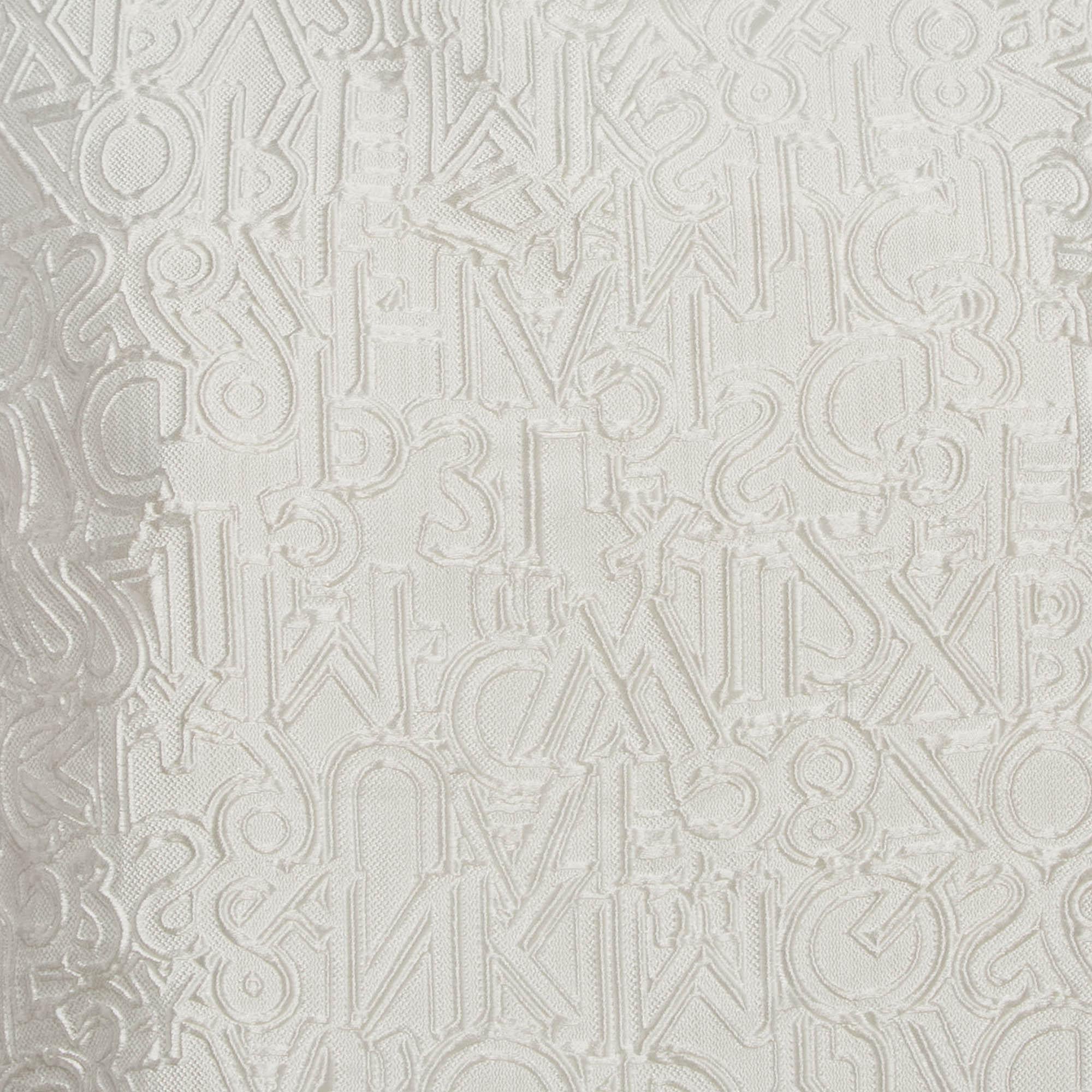 Gray Mary Katrantzou Off-White Alphabet Jacquard Crepe Sleeveless Top L For Sale
