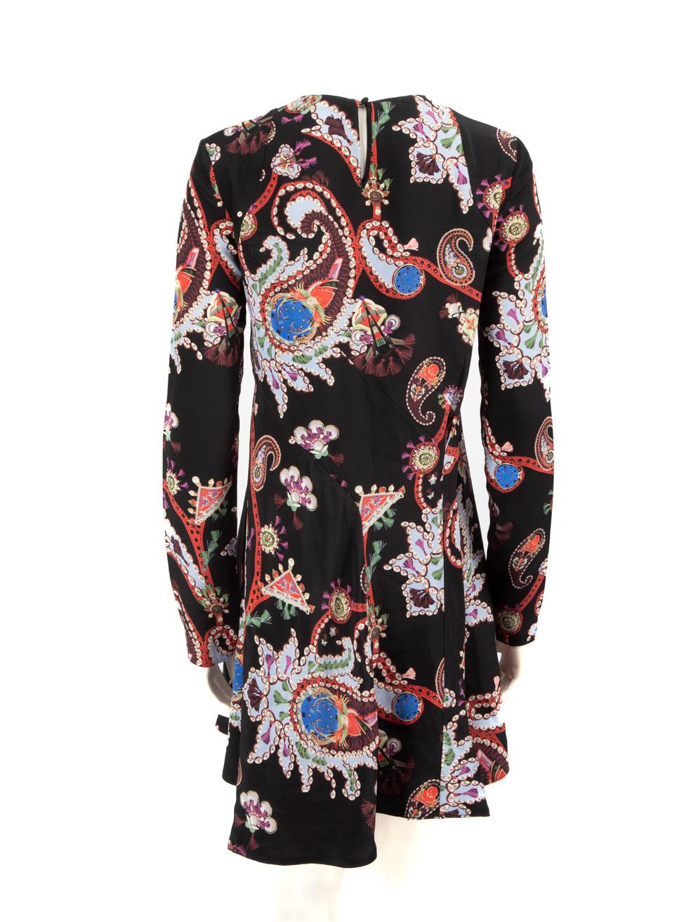 Black Mary Katrantzou Paisley Print Long Sleeve Dress Size S For Sale