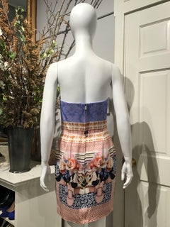 Mary Katrantzou Peony Porcelain Horse Print Strapless Dress, US Size 6
