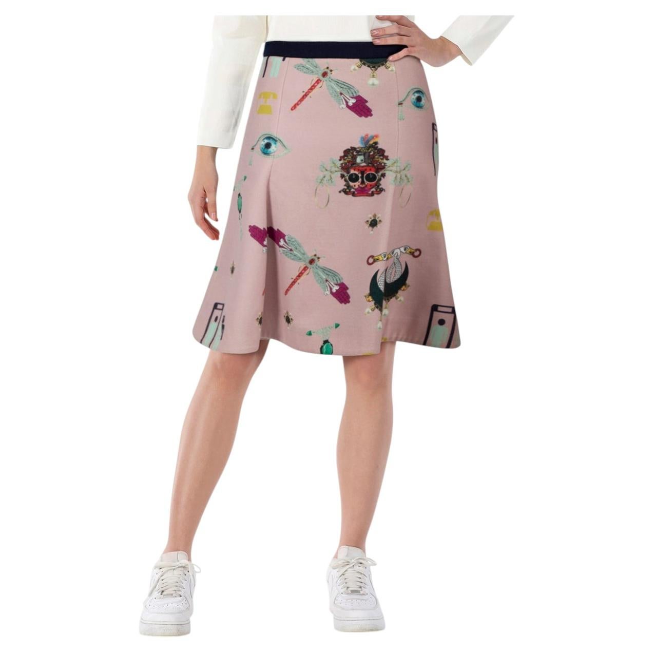 Mary Katrantzou Pink Abstract Knee Length Skirt Size S