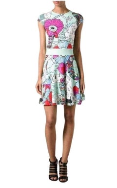 Mary Katrantzou Poppies Print Mint Dress L