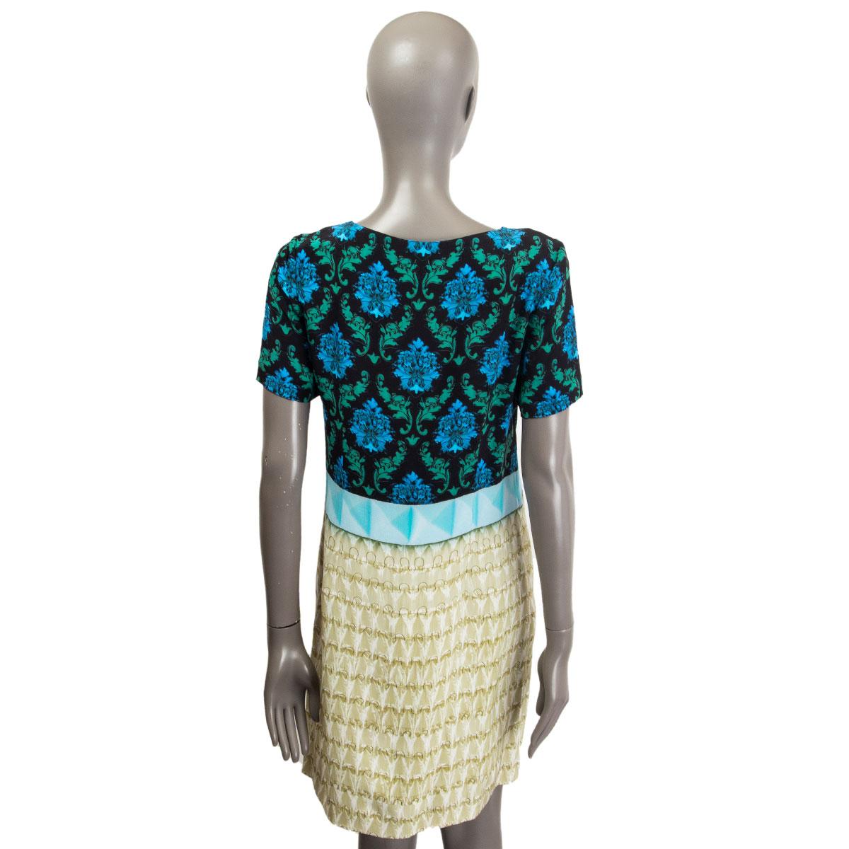 Beige MARY KATRANTZOU Print on Print Short Sleeve Tunic Dress 10 M