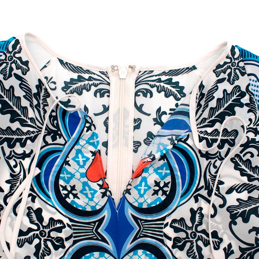 Mary Katrantzou Printed Tie Neck Dress - Size Estimated XS In Excellent Condition For Sale In London, GB
