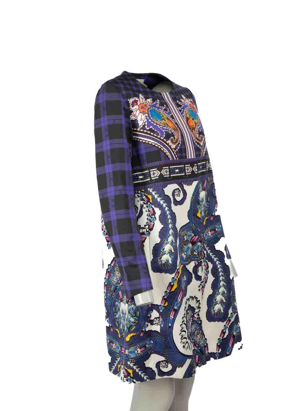 CONDITION is Very good. Hardly any visible wear to coat is evident on this used Mary Katrantzou designer resale item.

Details
Purple
Cotton
Coat
Jewell and checkered print
Snap button fastening
Round neck
2x Side pockets

Made in UK
