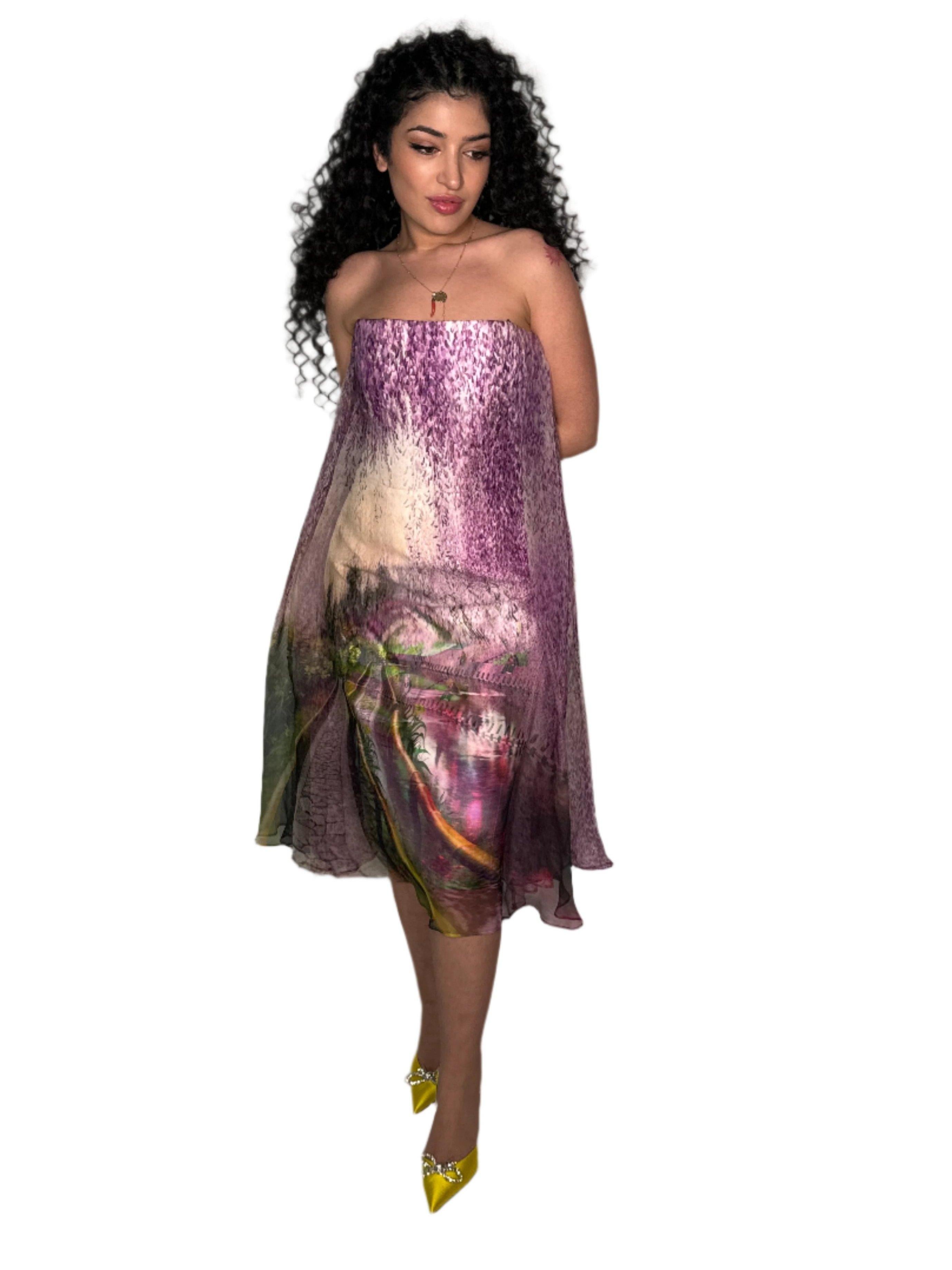 Mary Katrantzou Purple Underwood Varro Dress UK 8 / US 4 In New Condition For Sale In Brossard, QC