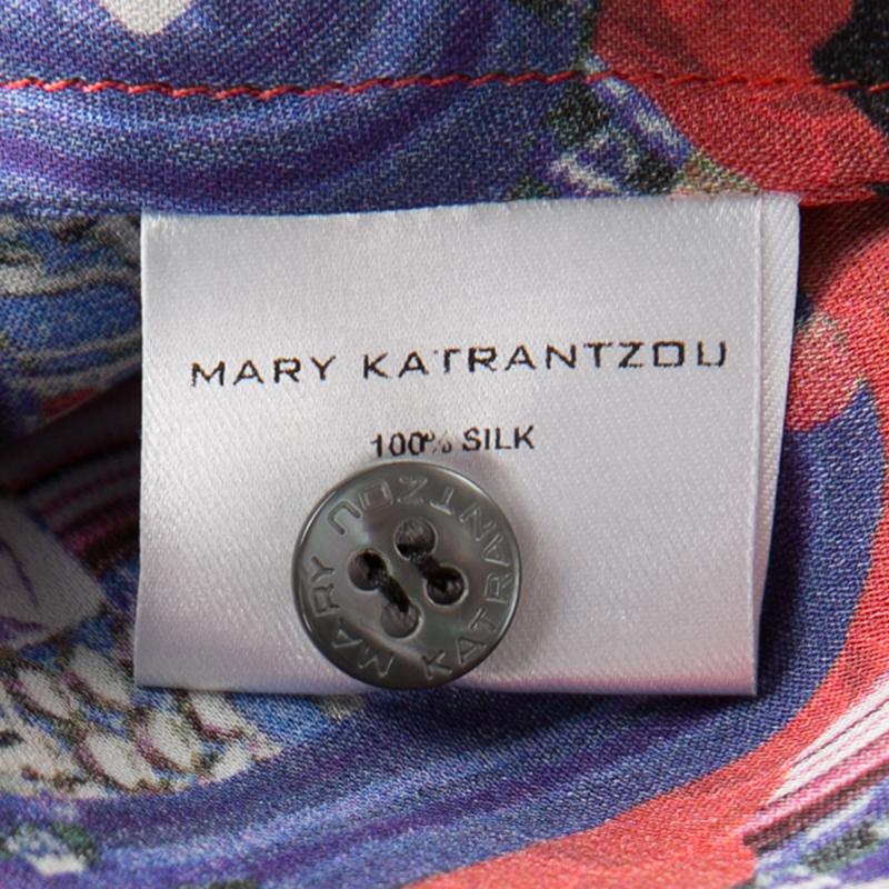 Mary Katrantzou Red Jewel Printed Silk Croft Tunic XS 2