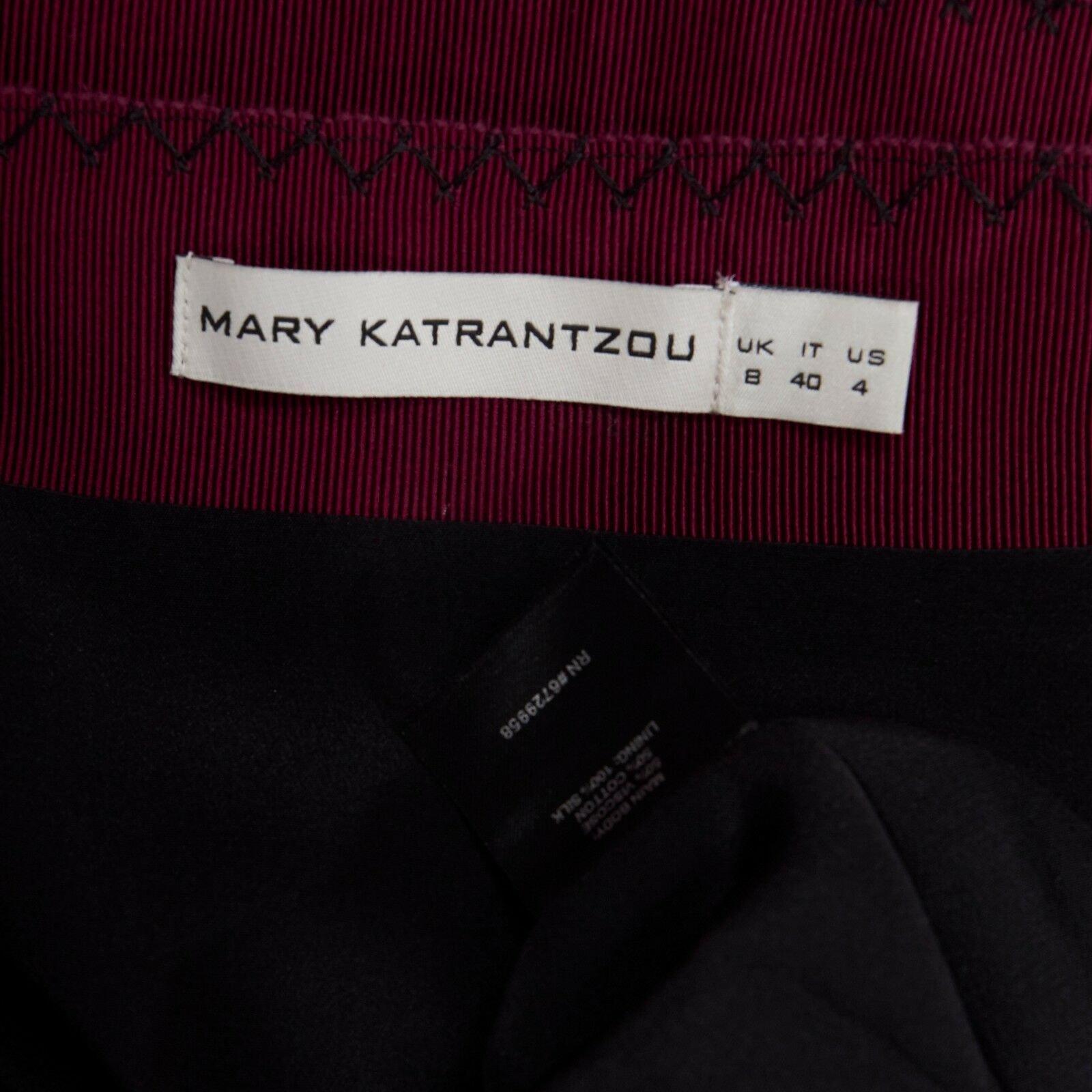 MARY KATRANTZOU red purple stripe ribbon overstitched fitted midi skirt UK8 26