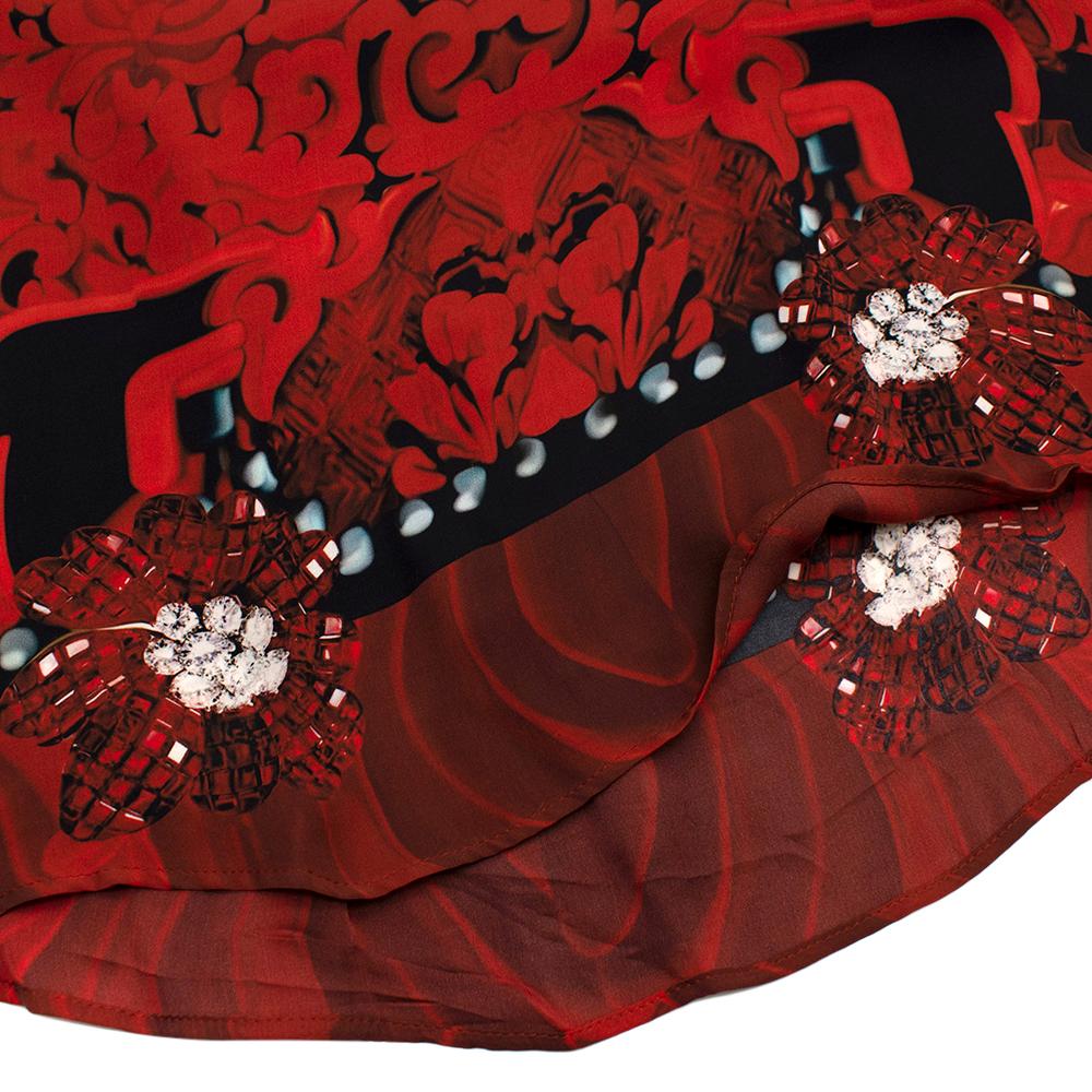 Mary Katrantzou Rotes Seidenkleid mit Schreibmaschinendruck - Größe M (geschätzt) 2