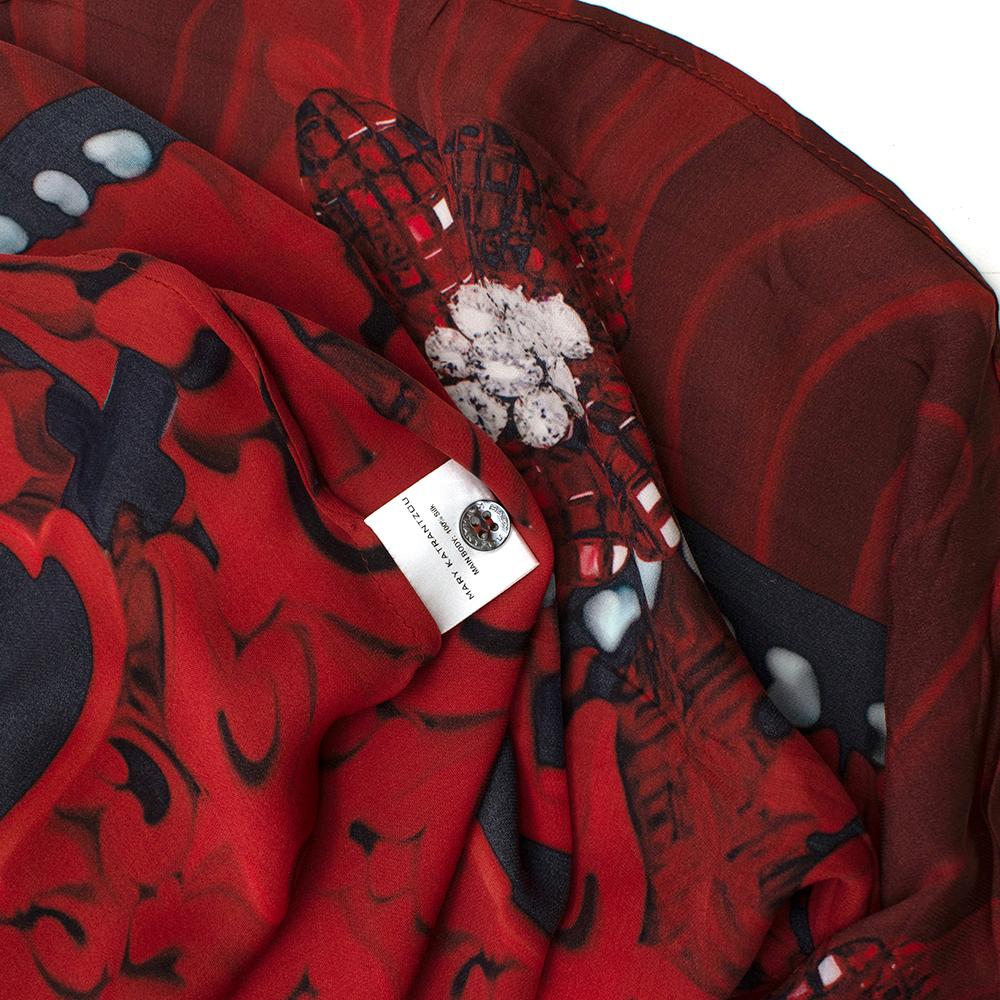Mary Katrantzou Rotes Seidenkleid mit Schreibmaschinendruck - Größe M (geschätzt) 3