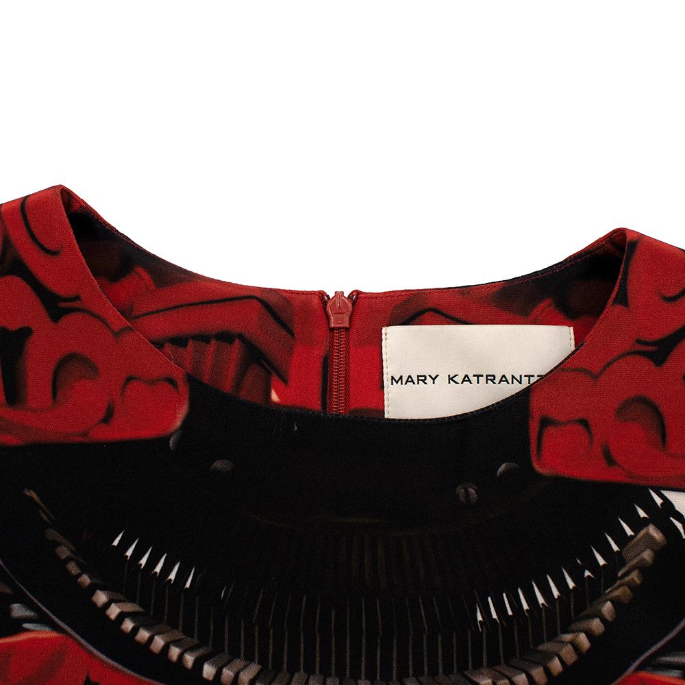 Mary Katrantzou Red Typewriter Print Shift Dress - Size US 10 In Excellent Condition In London, GB