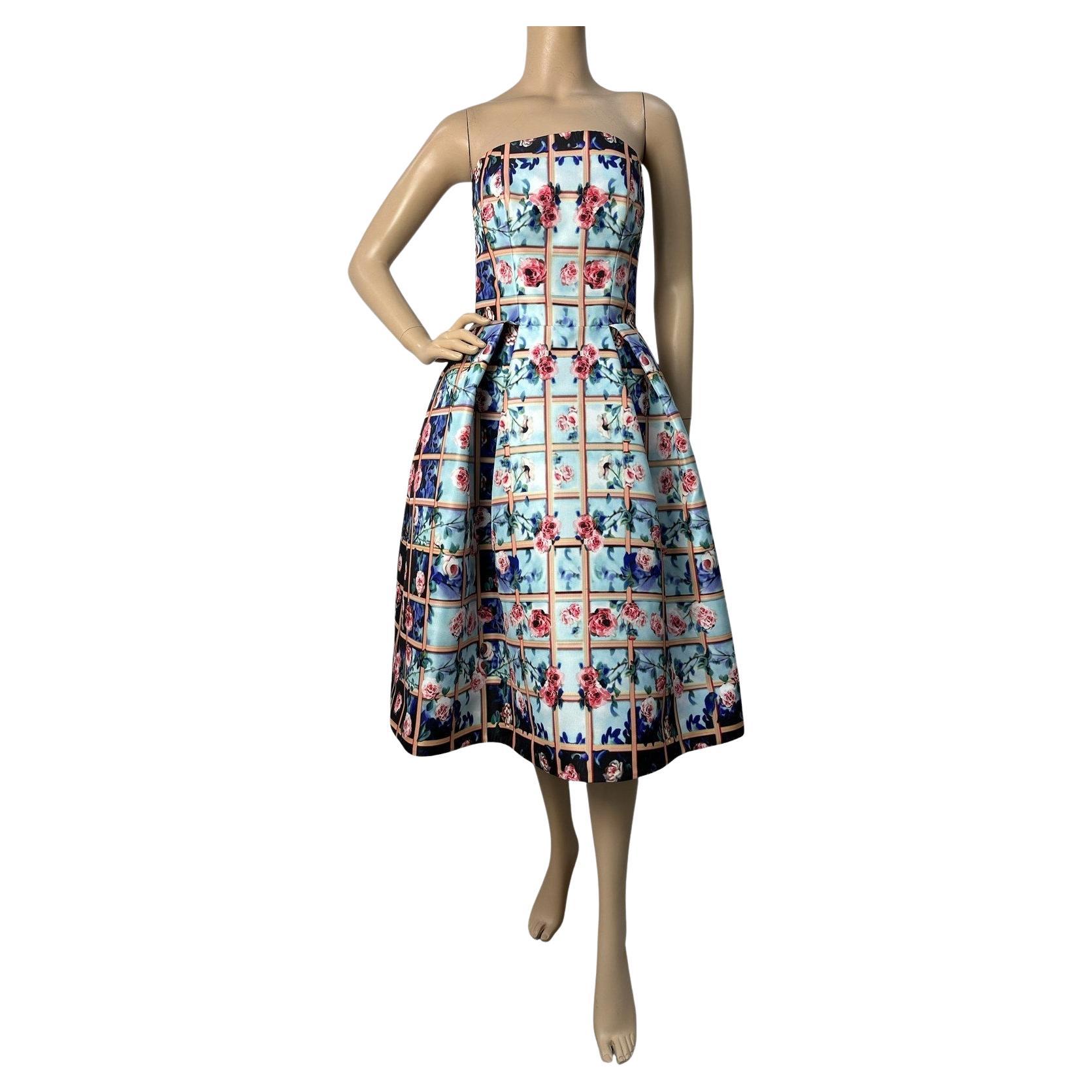 Mary Katrantzou Resort 2014 Trägerlos Floral Cocktailkleid Sz.44IT im Angebot