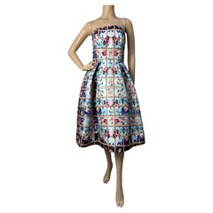 Mary Katrantzou Resort 2014 Robe de cocktail florale sans bretelles Sz.44IT