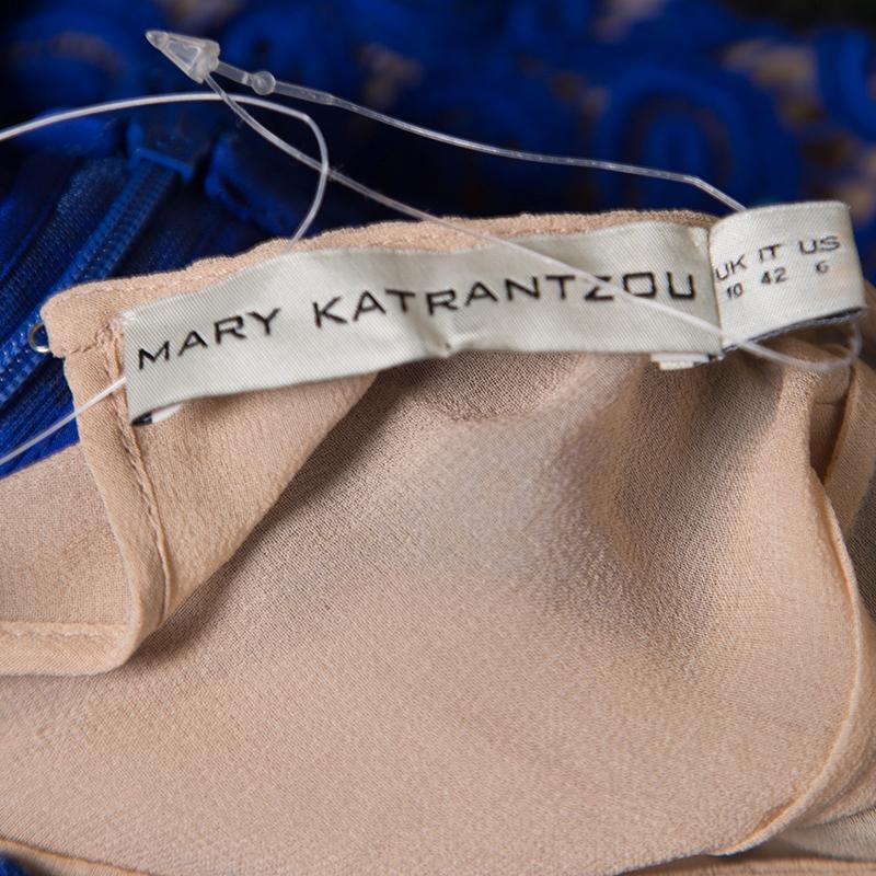 Mary Katrantzou Sapphire Blue Paisley Guipure Lace Long Sleeve Geri Dress M 1