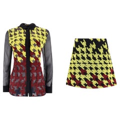 Mary Katrantzou Sheer Blouse & Wool Skirt Set