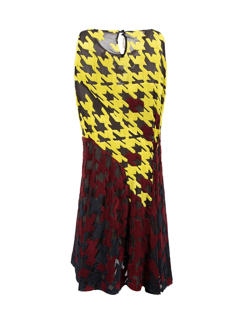 Noir Mary Katrantzou Robe droite en soie pied-de-poule Taille M en vente