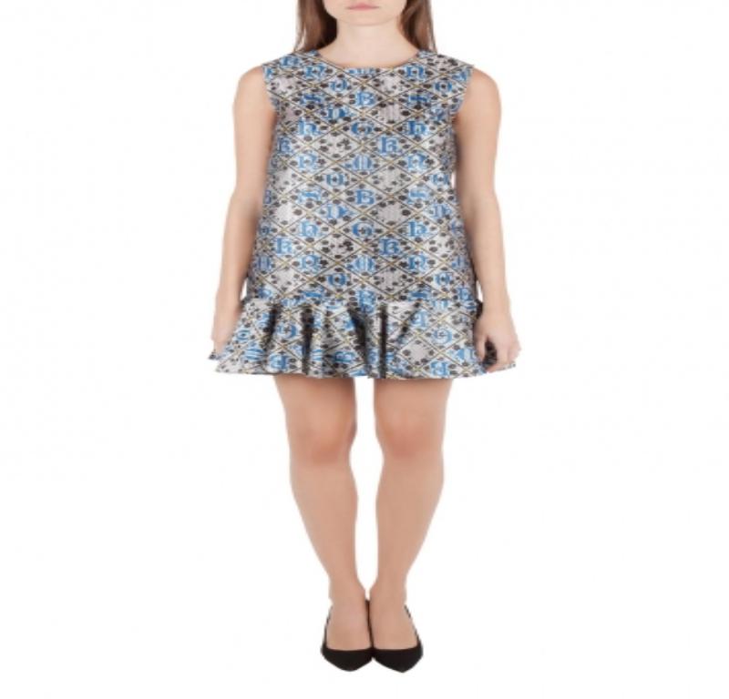 Mary Katrantzou - Vestito a vita bassa Jaspa in argento e blu metallizzato - S in vendita 2