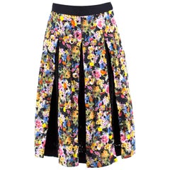 Mary Katrantzou Warley Floral Crochet Pleated Midi Skirt UK 10